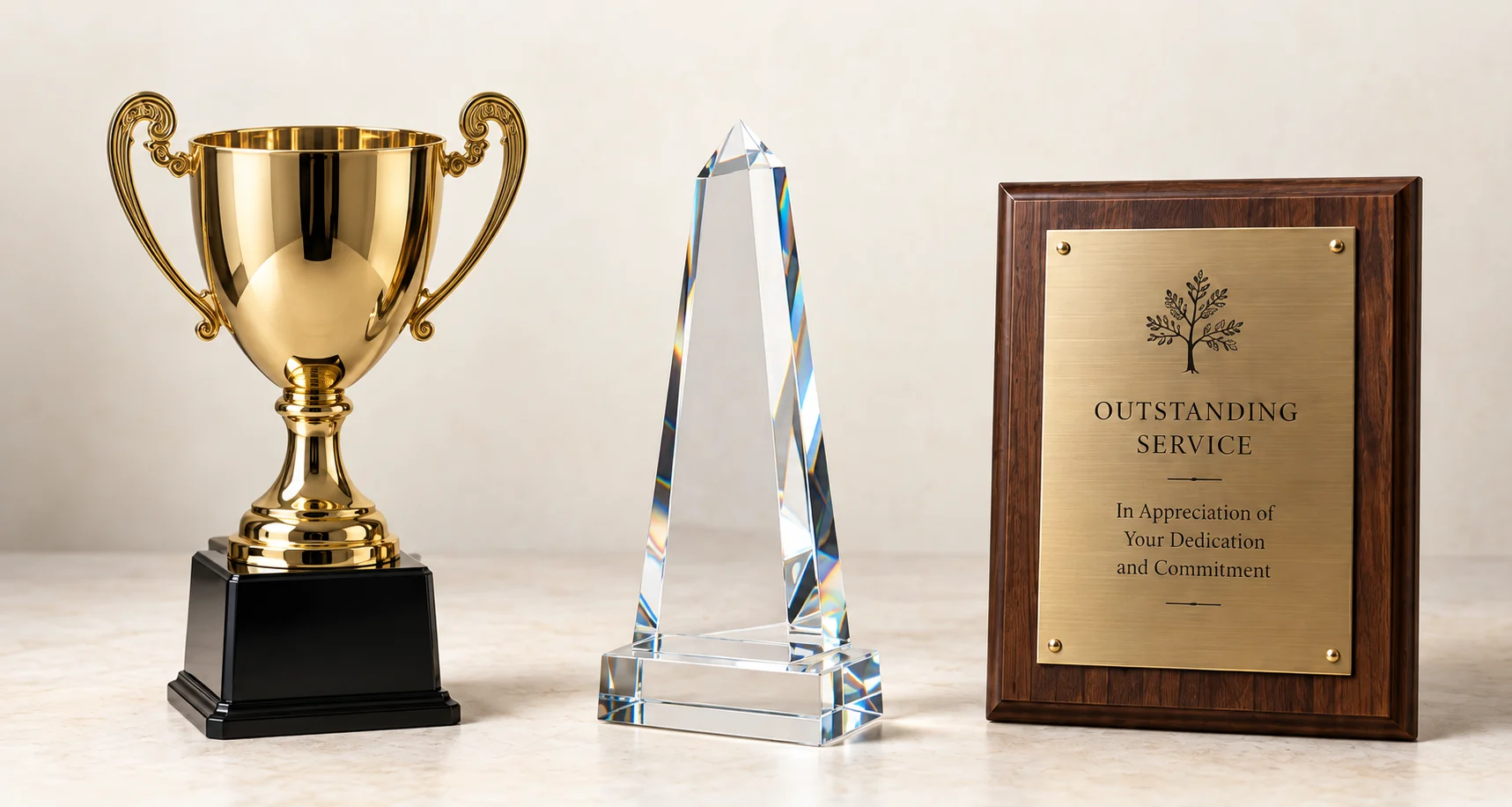 Gold cup trophy on a black base